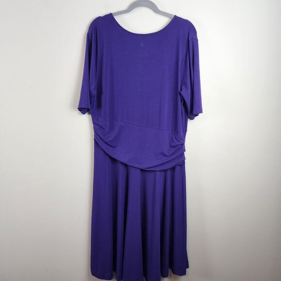 Betabrand Womens 2XL Purple Draped Dress Short Sleeve Soft - Picture 6 of 7